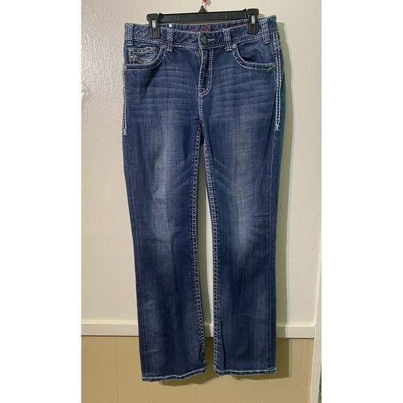 Rock & Roll Cowgirl Denim - Rock & Roll Cowgirl‎ Jeans Womens 31x32 Blue Mid Rise Riding Bootcut Dark